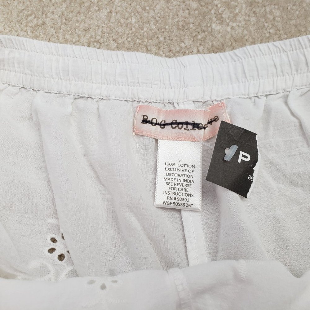 White Eyelet Drawstring Women's Shorts - Picture 4 of 8